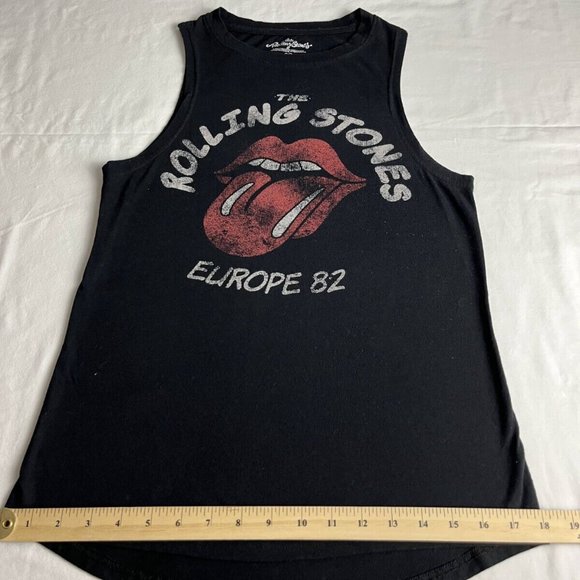 The Rolling Stones Tank Top Women's Size S Black Cotton Blend Europe 82 Graphic - Picture 1 of 7